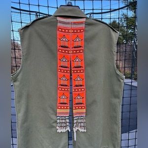 Tricia Fix for Free People embellished army vest Boho Chic